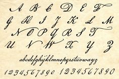 an old fashioned handwritten alphabet with cursive writing