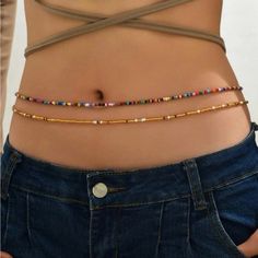 2 Sets (4 Strands) Beaded Belly Chain, Bra Art, Belly Beads, African Waist Beads, Fancy Fits, Family Vacay, Body Chains, Vacay Outfits, Waist Beads