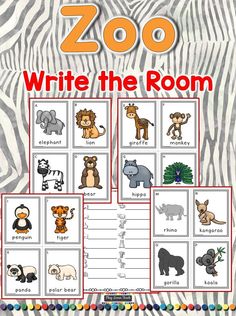 zoo write the room game with animals and zebras