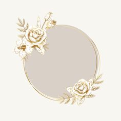 an oval gold frame with flowers and leaves