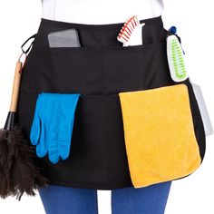 PRICES MAY VARY. Used by Thousands of Businesses: From House Cleaners, to Hotels and Casinos, this apron is trusted by Tens of Thousands of people to help save them time and energy. Designed for women and men of all sizes: The adjustable strap fits any waist from a small 24" to a plus size 52". Like a Cleaning Caddy: Holds your phone in the apron, spray bottles, duster, cloths, and everything else, so you stop forgetting where you placed the last item. Sythetic, Durable, High-Performance Fabric: Cleaning Apron, Cobbler Aprons, Cleaning Caddy, Stylists Aprons, Taman Air, Tool Apron, Black Apron, Speed Cleaning, Waist Apron