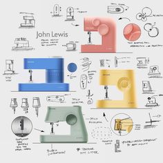 the diagram shows different types of sewing machines and their functions to make them look like they are