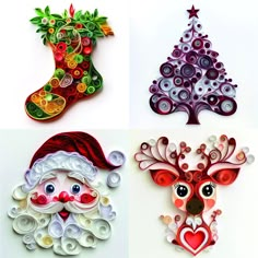 four different types of christmas decorations made out of paper