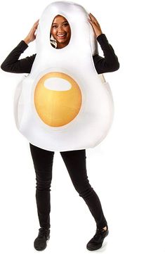 a woman in a costume that looks like an egg