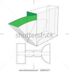 an open box with green paper cut out