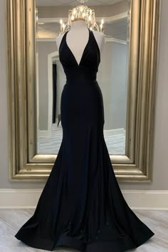 Mermaid Halter Black Long Prom Dress Formal Prom Dresses Long, Prom Dress Inspo, Mermaid Evening Gown, Black Mermaid, Prom 2024, Prom Dress Ideas, Long Formal Dress, Prom Inspo, Prom Dresses Vintage