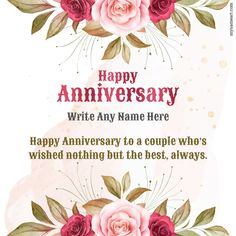 an anniversary card with roses on it