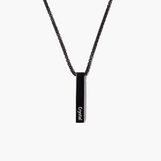 This black Tungsten steel necklace is a thoughtful and meaningful gift for the man in your life. Cool, masculine and minimal, this personalized necklace makes a great present for him. Material : Titanium Steel Length : 20" Engrave up to 4 sides Waterproof Necklaces For Men Boyfriends, Mens Necklace Personalized, Personalized Bar Necklace, Present For Him, Bar Necklace Personalized, Black Tungsten, Presents For Him, Black Necklace, Men's Necklace