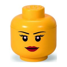 a yellow lego head with eyes and eyebrows