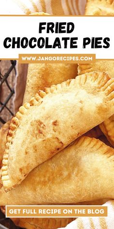 fried chocolate pies in a basket with text overlay