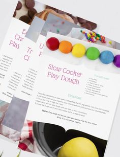 a close up of a brochure with doughnuts and candy on it