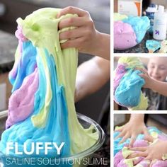 Homemade Slime Recipe, Fluffy Slime Recipe, Making Fluffy Slime, Edible Slime, Making Slime, Saline Solution, Homemade Slime, Kids Science, How To Make Slime