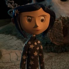 the animated character is dressed in black and white stars