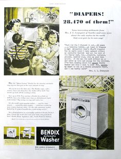 an ad for the bendix washer washing machine, with children playing in it