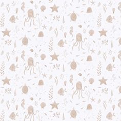 an ocean themed wallpaper with starfish, octopus and other marine creatures on it