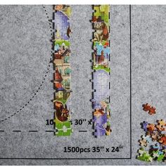 two pieces of jigsaw puzzle are shown with the measurements for each piece in front of them