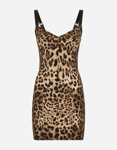 Corset-style slip dress in technical fabric and lace Sleeveless with adjustable shoulder straps Rear zipper and hook-and-eye fastening The model is 175 cm - 68.9 inches tall and wears a size IT 40 Made in Italy Brown Mini Dress, Leopard Print Fabric, Animal Print Dress, Dolce Gabbana Dress, Leopard Dress, Formal Dresses For Women, Animal Print Dresses, Dolce & Gabbana, Corset Dress