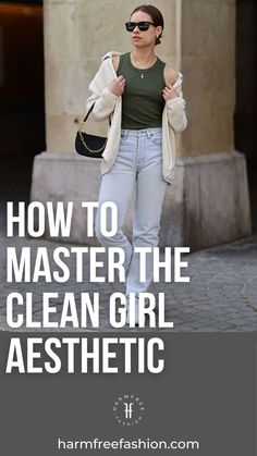 harmfree fashion models clean girl aesthetic, street style outfit Minimalist Aesthetic Outfit, Layered Outfits Spring, Clean Girl Look, School Outfits For College, Outfits 2000s, White Tennis Shoes