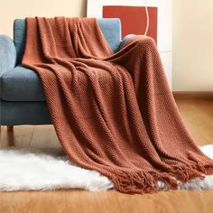 Fall rust throw banket Corn Grain, Nordic Sofa, Waffle Blanket, Knit Blankets, Warm Throw Blanket, Knit Throw Blanket, Knitted Blanket, Acrylic Fiber, Sofa Blanket