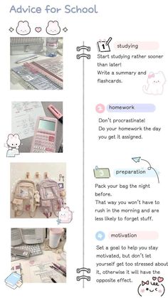 the instructions for how to make a school bag with pictures and text on it, including images