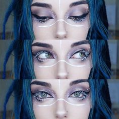 Christmas Party Makeup, Fantasy Make-up, Halloweenský Makeup, Halloween Make-up Looks, Galaxy Makeup, Drag Make-up, White Eyelashes, Lightning Strike, Goth Makeup