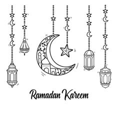 rama kareem with hanging lanterns and stars