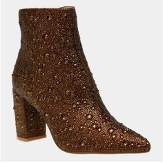 Betsey Johnson New Cady Brown Women's Ankle Boots Size 8/5 Brown Glitter Boots, Betty Johnson Boots, Betsey Johnson Cady Boots, Best Ankle Boots, Sparkly Boots, Betsey Johnson Clothes, Brown Glitter, Sequin Boots, Dress Booties