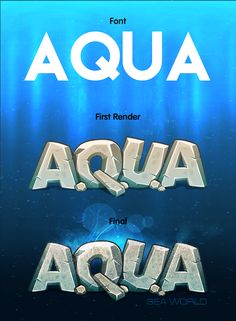 three different font styles that appear to be underwater