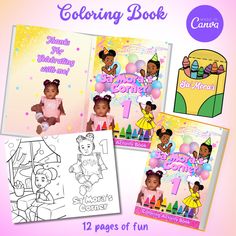 coloring book for children with pictures of princesses and their birthday gifts, including an adult coloring