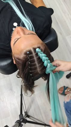 Two Dutch Braids With Extensions, Braid In Extensions Hairstyles, Festival Hair With Extensions, Adding Braiding Hair, Dutch Braids With Color Extensions, Synthetic Hairstyles, Rave Braids, Festival Braids