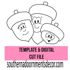 two cartoon faces with the words template and digital cut file