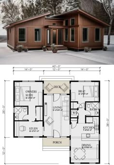 the floor plan for a small cabin home