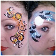 Easy Face Painting Ideas For Halloween, Pumpkin Face Paint For Kids, Halloween Kids Face Painting, Quick Halloween Face Paint, Halloween Face Paint Simple, Quick And Easy Halloween Face Paint, Simple Halloween Face Painting For Kids, Mummy Face Paint, Kids Halloween Face Painting Ideas