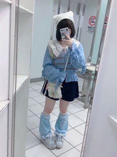 Sky Blue Outfit Aesthetic, Cybercore Aesthetic, E Girl Outfits, Women Portrait, Fashion Kawaii, Photo Cute, Girl Fashion Style, Blue Skies