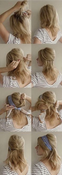 Hair + Scarf @nikki striefler striefler Lanser Here is how you could do it with you hair Blake Lively Hair, How To Wear Headbands, Kort Bob, 60s Hair, Hair Romance, Bandana Hairstyles, Spring Hairstyles, Loose Hairstyles, Nail Arts