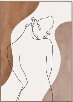 a line drawing of a woman's body in brown, white and tan colors