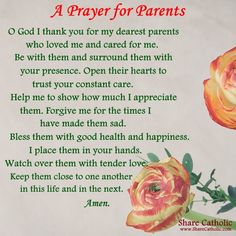 a prayer for parents with two roses