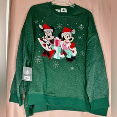 New With Tags Never Worn, Authentic Disney Store Pullover Sweatshirt, Size 2x Santa Mickey, Minnie Mouse Christmas, Minnie Christmas, Crewneck Sweatshirt Women, Mickey Christmas, Mickey And Minnie Mouse, Disney Sweaters, Disney Shop, Office Holiday