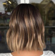 Brunette Long Bob Balayage, Medium Bob Balayage Brown, Cool Brown Bob Hair, Lob Haircut Brown Balayage, Biolage Bob Short Hairstyles, Hairstyle For Long Neck For Women, Beleyage Hair Brunette Short, Short Bob Haircuts Balayage, Brunette Bob Blonde Highlights