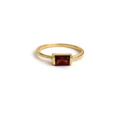 This is a Baguette Garnet Ring featuring a genuine garnet stone, this ring is available in sizes 5-8 and is crafted with a thick 3-micron gold vermeil Garnet Engagement Ring, Green Tourmaline Ring, Bezel Earrings, Gemstone Drop Earrings, Garnet And Gold, Sparkle Necklace, Gemstone Beaded Necklace, Gold Filled Ring, 14k Gold Necklace