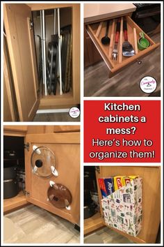 the kitchen cabinets are organized and ready to be used as storage for other items in the cupboards