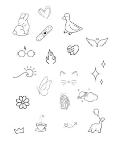 a drawing of various things that are drawn in black and white