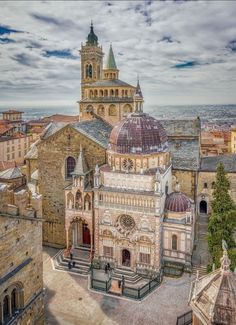 an aerial view of the cathedral and surrounding buildings