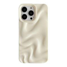 a white phone case with two buttons on the front and back side, in an abstract pattern