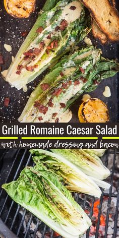 grilled romaine caesar salad with homemade dressing and bacon is an easy side dish