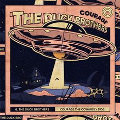 an advertisement for the dickker brothers featuring a flying saucer