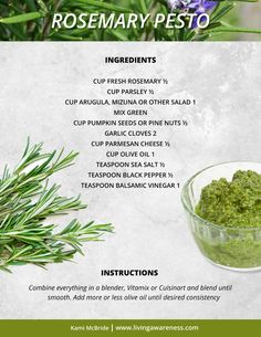 a recipe for rosemary pesto with instructions