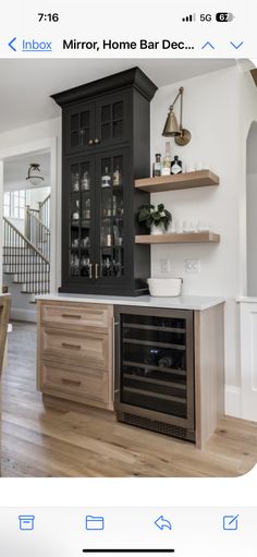 the kitchen is clean and ready to be used as a wine bar in this home