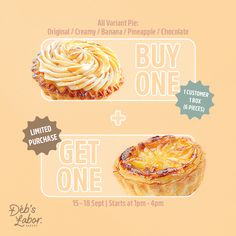 an advertisement for pies and pastries with prices