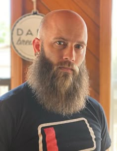 Bald And Mustache, Bald With Mustache, Bald Moustache, Bald Head With Beard, Viking Beard Styles, Garibaldi Beard, Bald Men With Beards, Men's Facial Hair, Bald With Beard